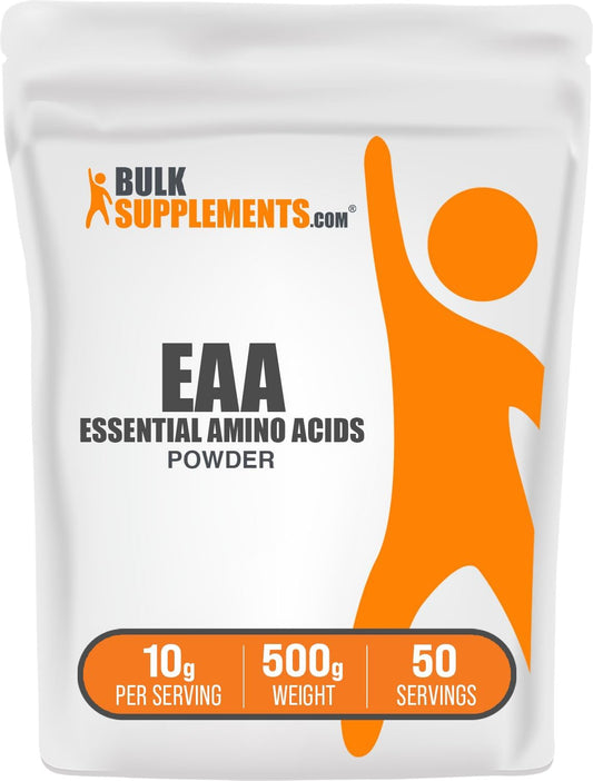 BulkSupplements.com Essential Amino Acids Powder - Unflavored EAA Supplement, Gluten-Free - 500g (1.1 lbs) - 10g EAAs per Serving