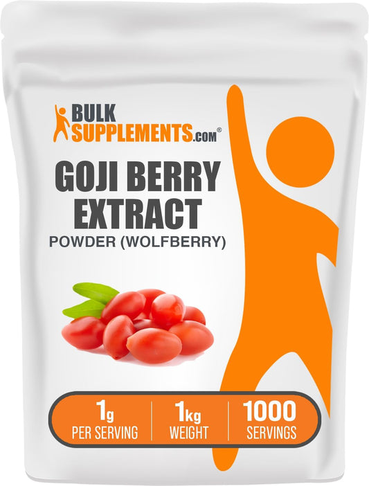 BulkSupplements.com Goji Berry Extract Powder - Herbal Supplement, Gluten Free, 1000mg per Serving, 1kg (2.2 lbs) Pack