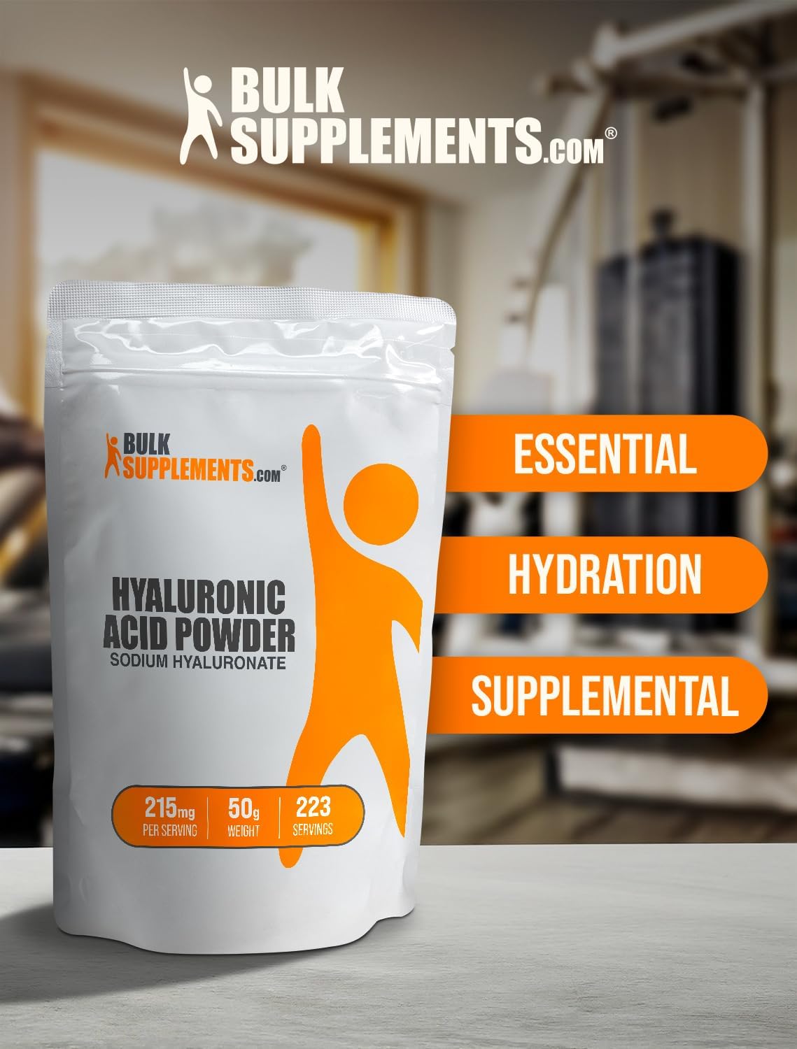 BulkSupplements.com Hyaluronic Acid Powder 50g (1.8 oz) - Food Grade Supplement with 215mg per Serving - Gluten Free - Pack of 1