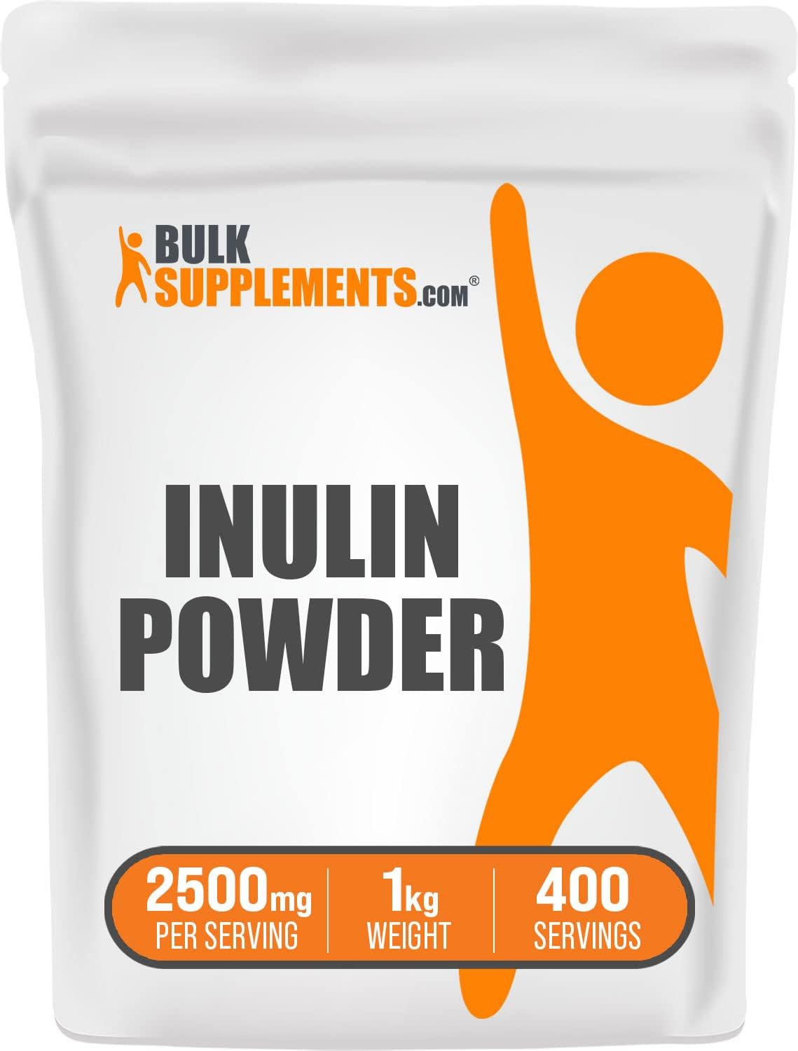 BulkSupplements.com Inulin Powder - Vegan & Gluten Free Soluble Fiber Supplement - 2500mg per Serving, 1kg (2.2 lbs) - Pack of 1