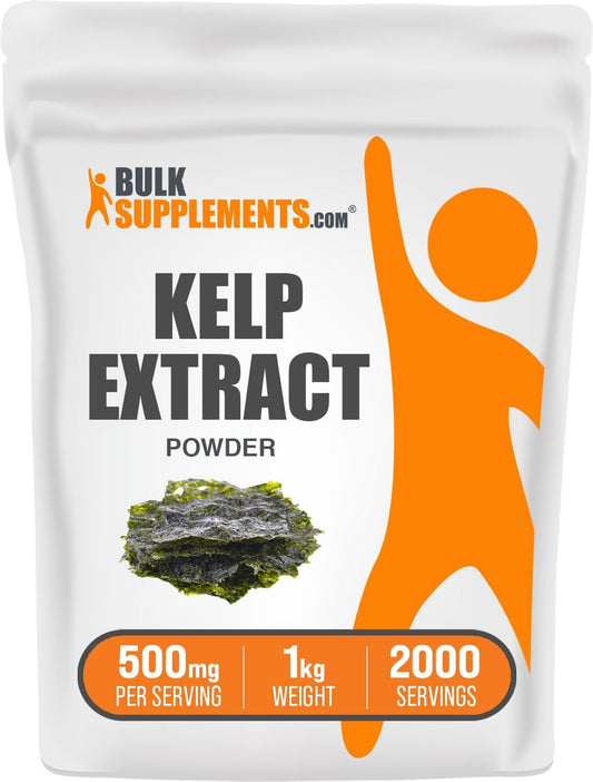 BulkSupplements.com Kelp Extract Powder - Brown Seaweed Supplement, Gluten Free - 1kg (2.2 lbs) Pack of 1 - Seaweed Extract Powder, 500mg per Serving