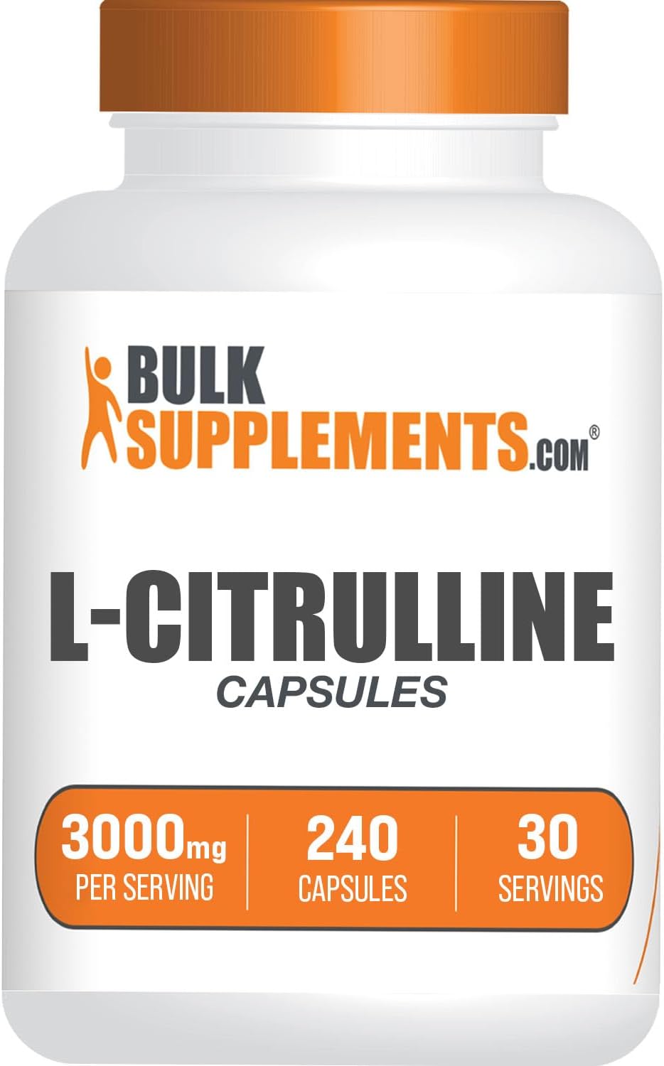BulkSupplements.com L-Citrulline Capsules - 3000mg Citrulline Supplement, Gluten Free - 240 Capsules