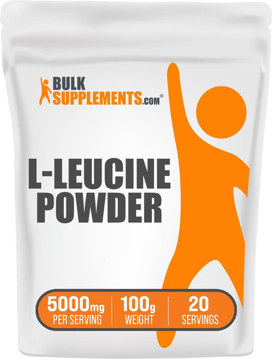 BulkSupplements.com L-Leucine Powder - BCAA Amino Acid Supplement, Unflavored, 100g (3.5 oz) - 5000mg per Serving - Pack of 1