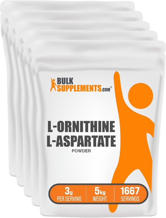 BulkSupplements.com L-Ornithine L-Aspartate Powder - Amino Acid Supplement, Gluten Free, 15kg (33 lbs) Total - Pack of 5
