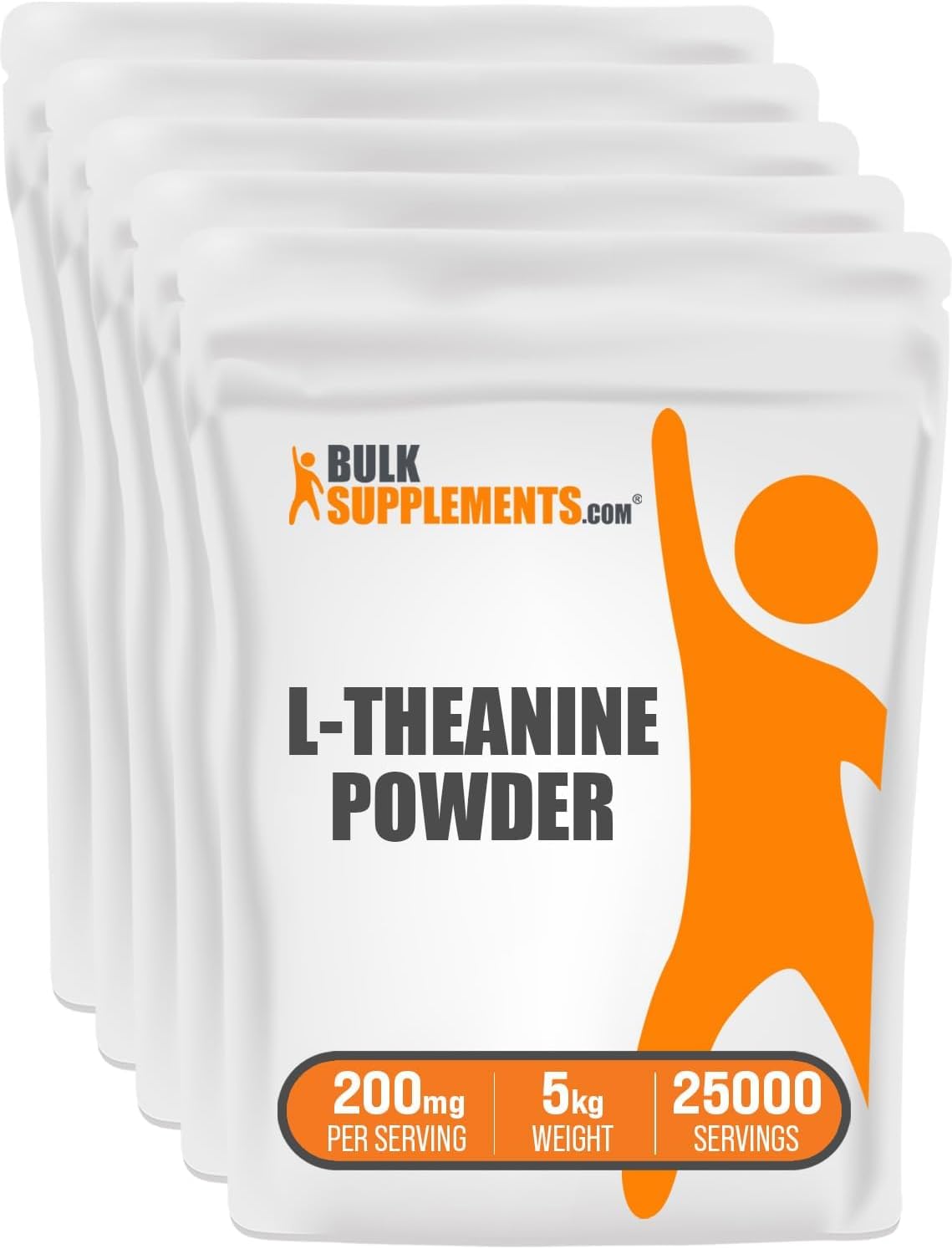 BulkSupplements.com L-Theanine Powder - Pure & Gluten Free Amino Acid Supplement, 200mg - 5kg (11 lbs) (Pack of 5)