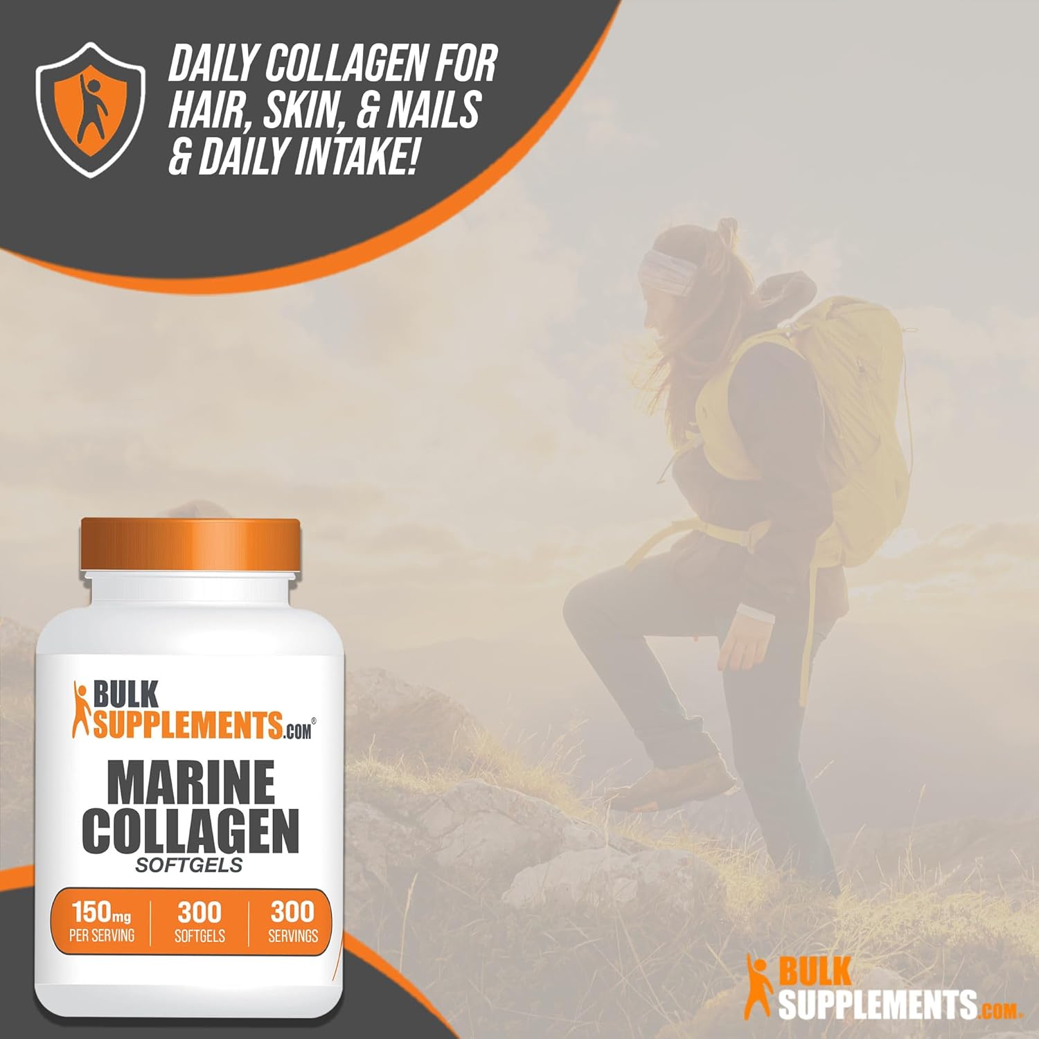 BulkSupplements.com Marine Collagen Softgels - Gluten Free Fish Collagen Supplement - 300 Softgels, 150mg Marine Collagen Peptides Pills