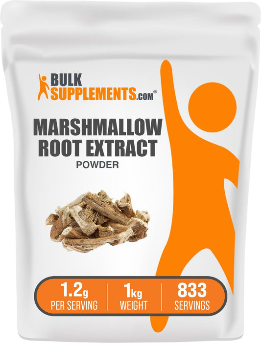 BulkSupplements.com Marshmallow Root Extract Powder - Herbal Supplement, Gluten Free, 1200mg per Serving, 1kg (2.2 lbs) Pack of 1 - Marshmallow Root Extract Supplement