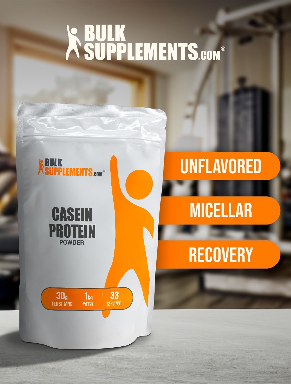 BulkSupplements.com Micellar Casein Protein Powder - 30g per Serving, 5kg (11 lbs) - Pack of 5 - Gluten & Soy Free