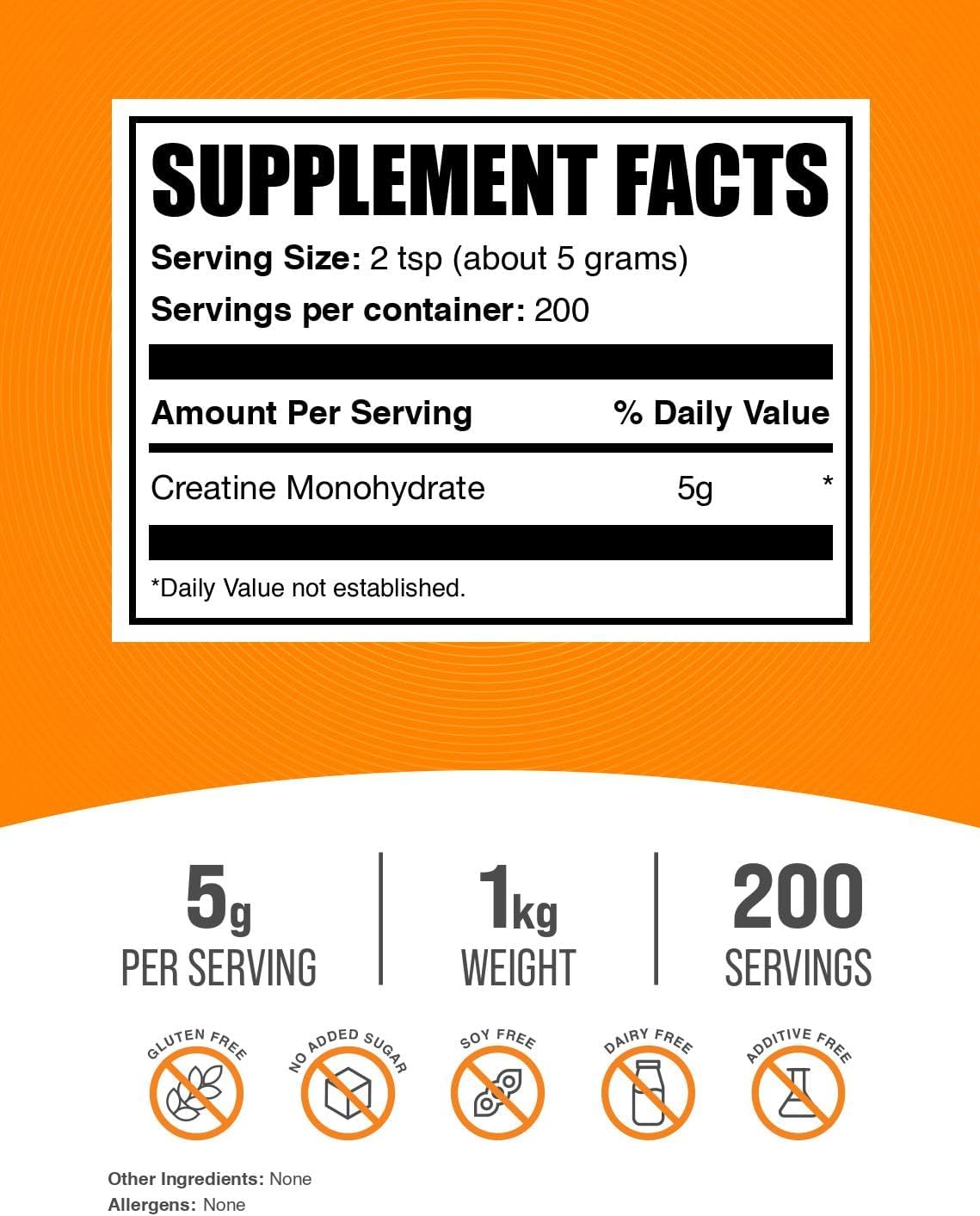 BulkSupplements.com Micronized Creatine Monohydrate Powder - Unflavored Gluten-Free Supplement, 1kg (2.2 lbs) - 5000mg per Serving
