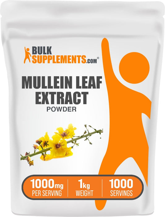 BulkSupplements.com Mullein Leaf Extract - 1000mg Herbal Supplement for Immune Support - Gluten Free - 1kg (2.2 lbs) Pack