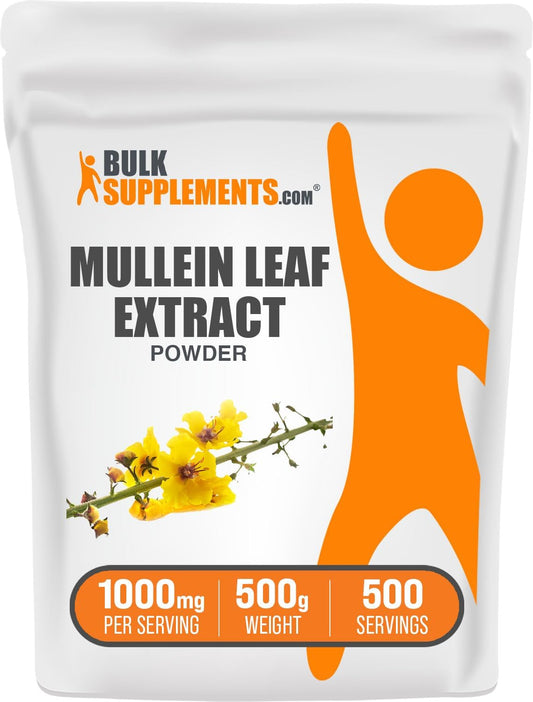 BulkSupplements.com Mullein Leaf Extract 1000mg - Herbal Immune Support Supplement - Gluten Free - 500g (1.1 lbs) (1 Pack)