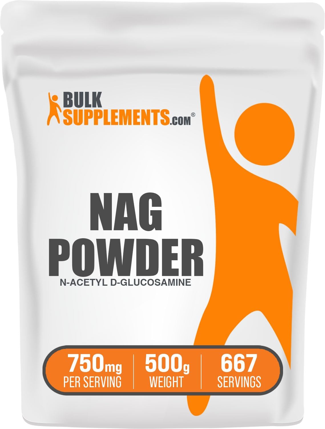 BulkSupplements.com N-Acetyl Glucosamine Powder - 500g (1.1 lbs) - Gluten Free Glucosamine Supplement with 750mg per Serving - Pack of 1