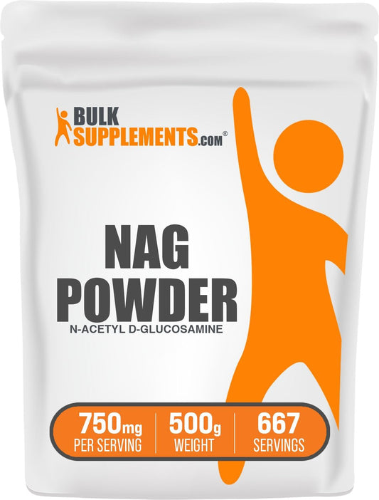 BulkSupplements.com N-Acetyl Glucosamine Powder - 500g (1.1 lbs) - Gluten Free Glucosamine Supplement with 750mg per Serving - Pack of 1