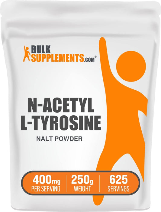 BulkSupplements.com N-Acetyl L-Tyrosine Powder - Amino Acid Supplement, Unflavored & Gluten-Free, 250g (8.8 oz) - 400mg per Serving - Pack of 1