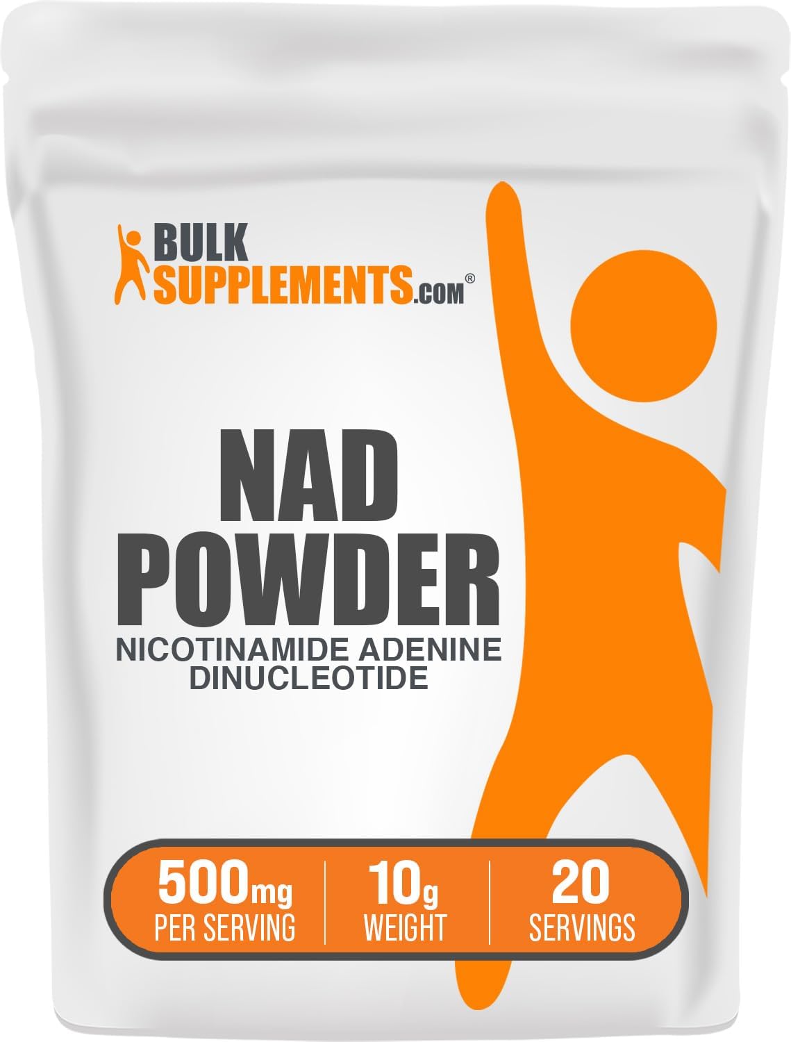 BulkSupplements.com NAD Powder - Pure 500mg NAD Supplement for Energy Support - Gluten Free - 10g (0.35 oz) Pack of 1