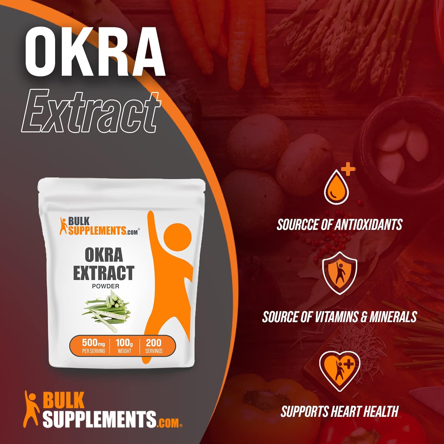 BulkSupplements.com Okra Extract Powder - High Fiber Digestion Supplement - 100g - 3.5 oz