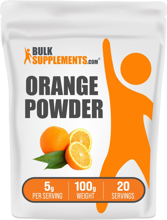 BulkSupplements.com Orange Fruit Powder - Nutrient-Rich Orange Supplement Powder, Gluten Free, 5g per Serving, 100g (3.5 oz) Pack