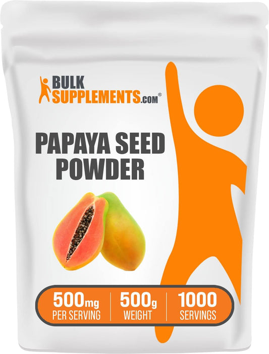 BulkSupplements.com Papaya Seed Powder - Carica Papaya Seeds Extract, Digestive Support, Gluten Free, 500mg per Serving, 500g (1.1 lbs)