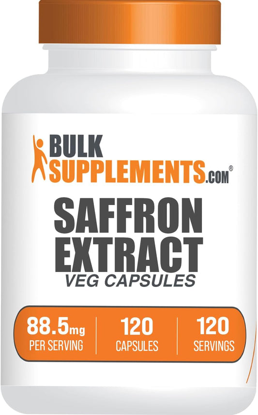 BulkSupplements.com Saffron Extract Capsules - 88.5mg Saffron Supplements - Vegan & Gluten Free - 120 Veg Capsules - 1 Capsule per Serving