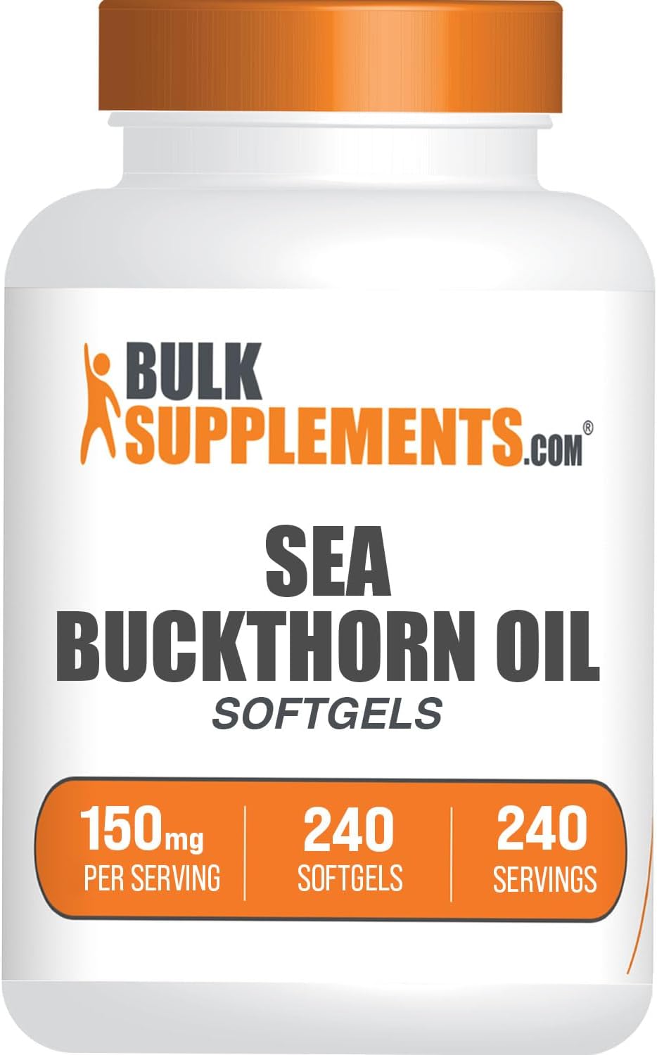 BulkSupplements.com Sea Buckthorn Oil Softgels - Omega 7 Herbal Supplement, Gluten Free - 240 Softgels, 150mg per Softgel
