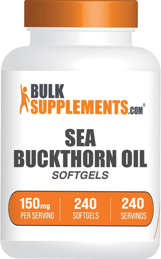 BulkSupplements.com Sea Buckthorn Oil Softgels - Omega 7 Herbal Supplement, Gluten Free - 240 Softgels, 150mg per Softgel