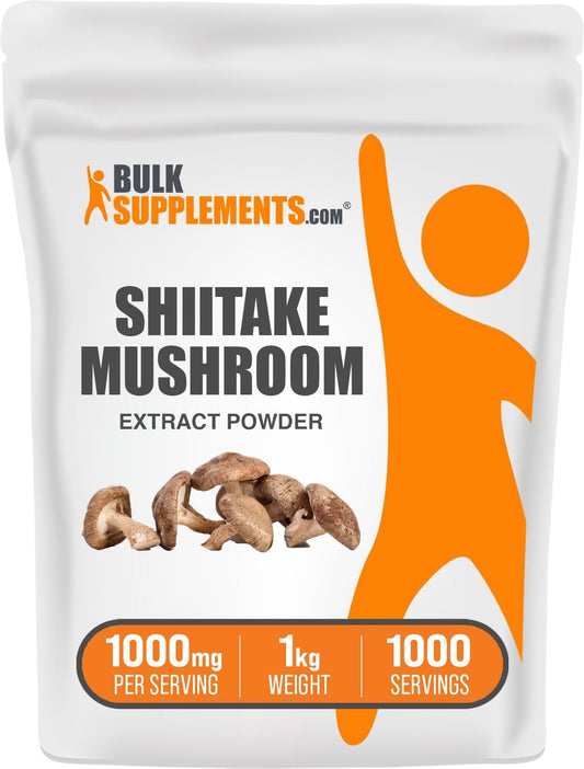 BulkSupplements.com Shiitake Mushroom Extract Powder - 1000mg per Serving, Gluten Free - 1kg (2.2 lbs) (Pack of 1)