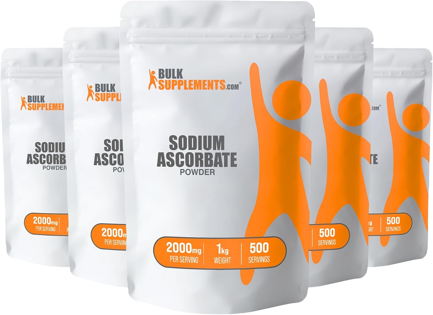 BulkSupplements.com Sodium Ascorbate Powder - Buffered Vitamin C for Immune Support, Gluten Free, 2000mg per Serving, 5kg (11 lbs) - Pack of 5