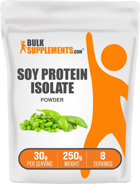 BulkSupplements.com Soy Protein Isolate Powder - Unflavored Vegan Protein Powder, Gluten Free - 250g (8.8 oz) - Pack of 1 - 30g per Serving