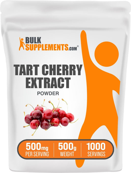 BulkSupplements.com Tart Cherry Extract Powder - Herbal Antioxidant Supplement, Gluten-Free, 500mg per Serving, 500g (1.1 lbs) - Single Pack