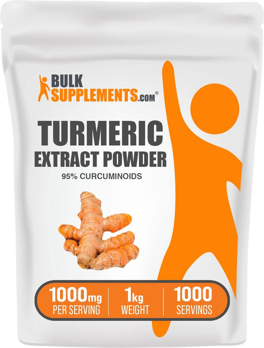 BulkSupplements.com Turmeric Root Extract Powder - 1000mg Curcumin Supplements, Gluten Free, 1kg (2.2 lbs)