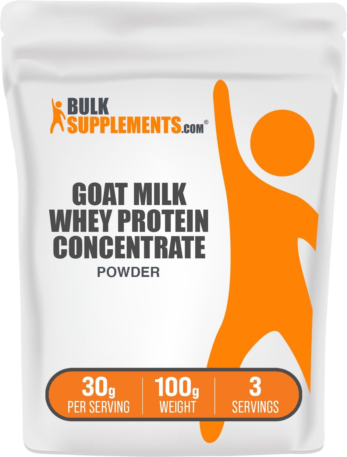 BulkSupplements.com Unflavored Goat Milk Whey Protein Concentrate Powder - Gluten Free, 30g per Serving - 100g (3.5 oz) Pack of 1