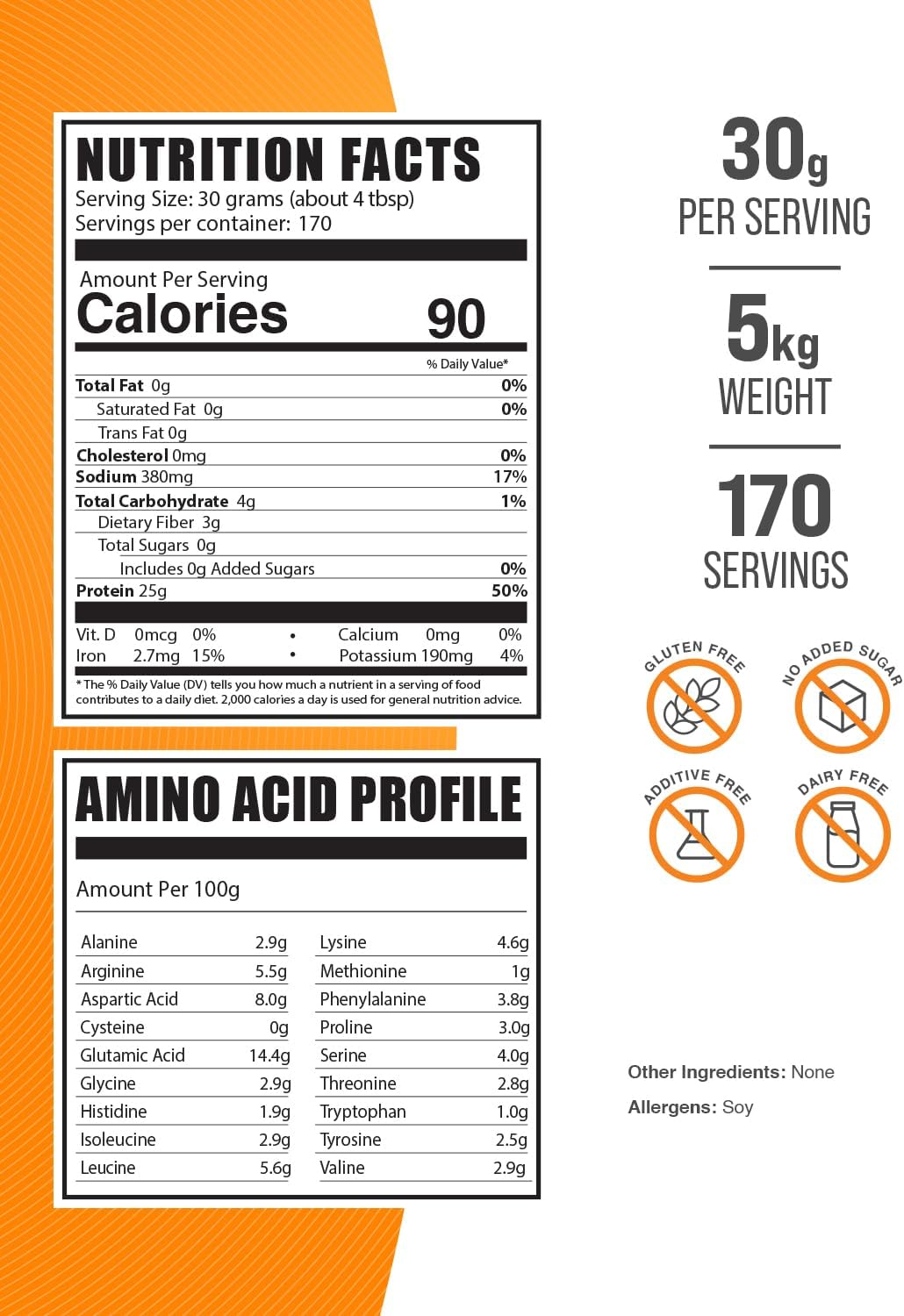 BulkSupplements.com Vegan Soy Protein Isolate Powder - Unflavored, Gluten Free, 30g per Serving - 5kg (11 lbs) - Pack of 5