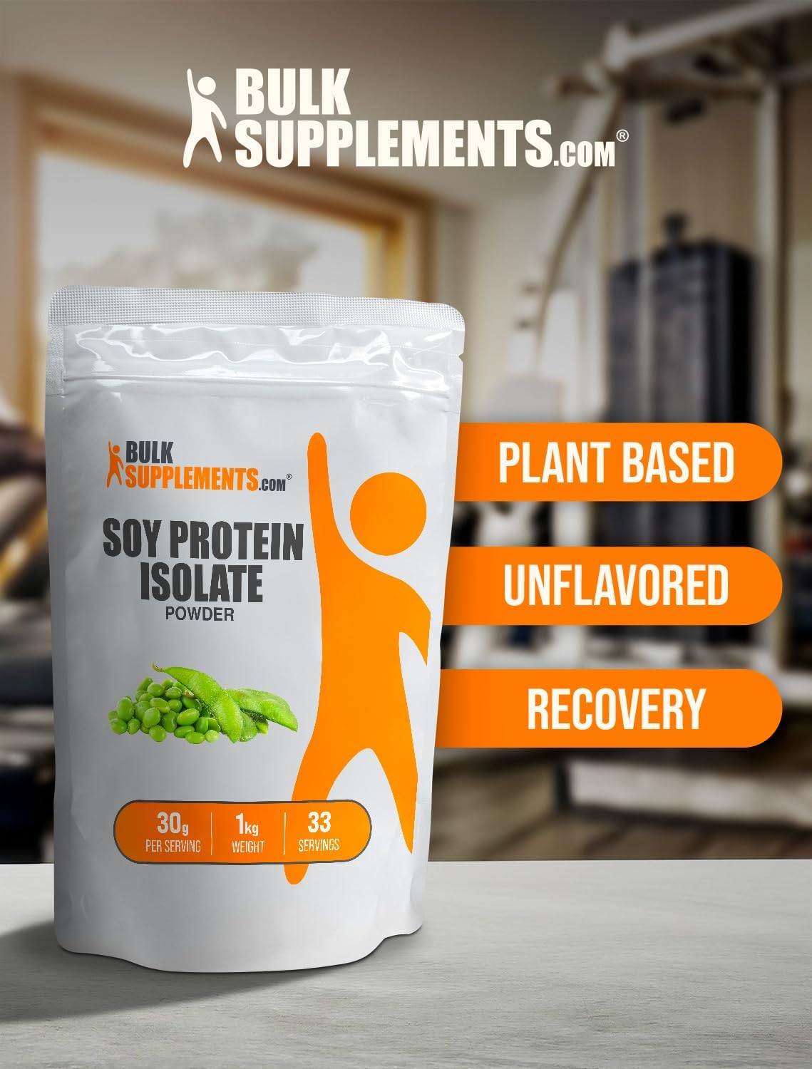 BulkSupplements.com Vegan Soy Protein Isolate Powder - Unflavored, Gluten Free, 30g per Serving - 5kg (11 lbs) - Pack of 5