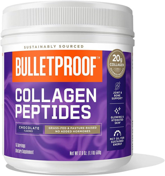 Bulletproof Chocolate Collagen Protein Powder with MCT Oil - 19g Protein, 17.6 Oz - Supports Healthy Skin, Bones, and Joints with Collagen Peptides and Amino Acids