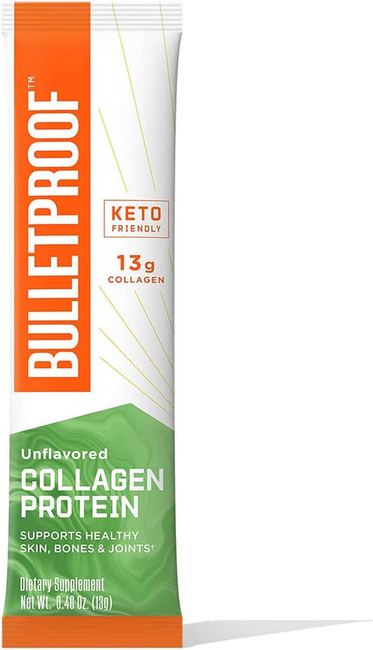 Bulletproof Unflavored Collagen Protein Powder GoPack - 12g Protein - Grass Fed Peptides for Skin, Bones, Joints - 1 Pack