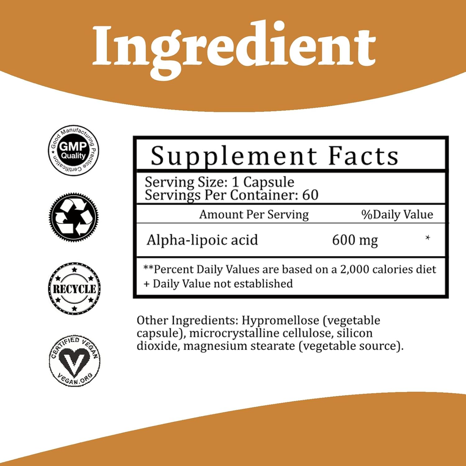 Bumjazz Alpha Lipoic Acid 600mg Capsules for Glucose Metabolism Support and Antioxidant Regeneration - Non-GMO, Gluten-Free, Soy-Free - 60 Count