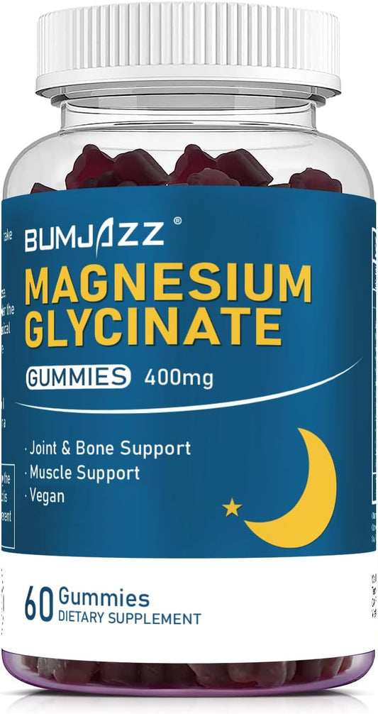 Bumjazz Magnesium Glycinate Gummies with Magnesium L-Threonate - Sugar-Free Supplement for Mood & Rest - 60 Count