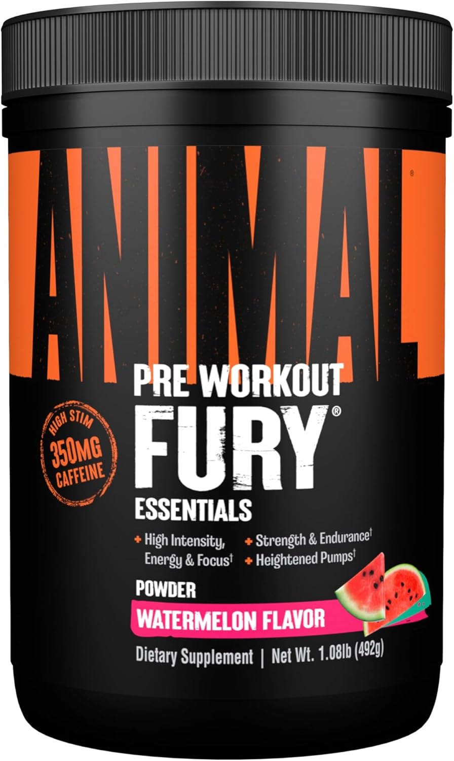 Bundle: Animal Whey Protein Powder Vanilla 4lb + Fury Pre Workout Watermelon 16.96oz Supplement