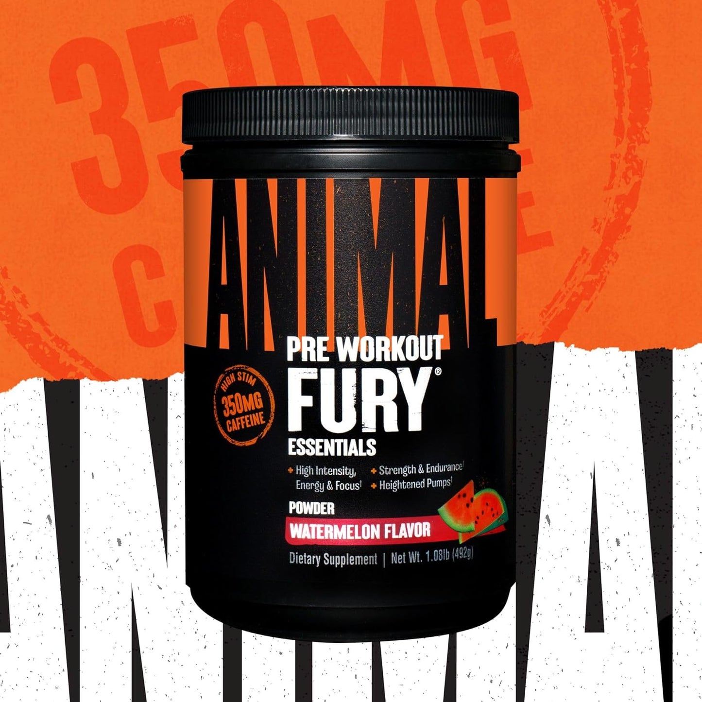Bundle: Animal Whey Protein Powder Vanilla 4lb + Fury Pre Workout Watermelon 16.96oz Supplement