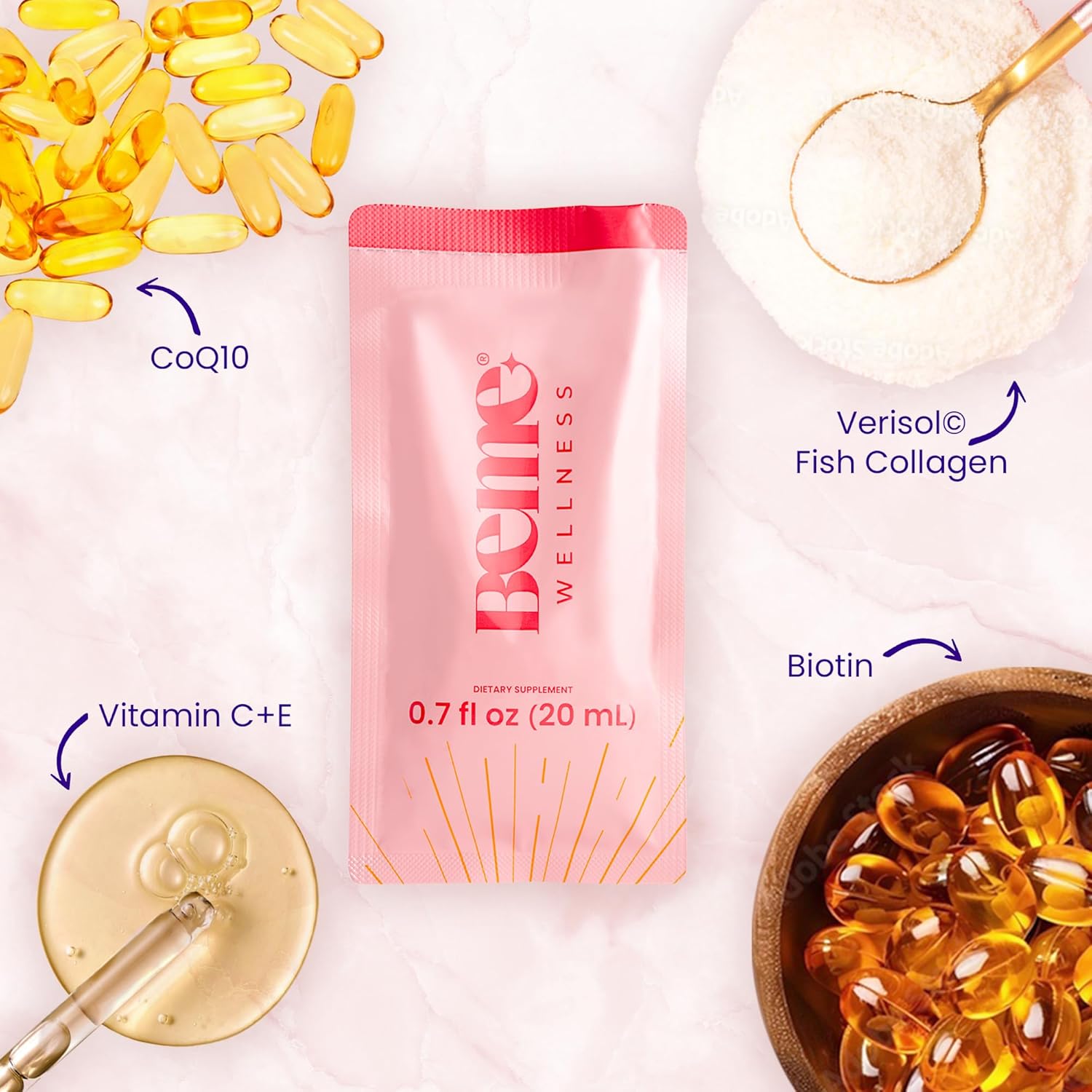 Bundle: BeMe BeRadiant Liquid Collagen & BeSharp Omega-3 Liquid Supplements for Radiant Skin and Sharp Mind