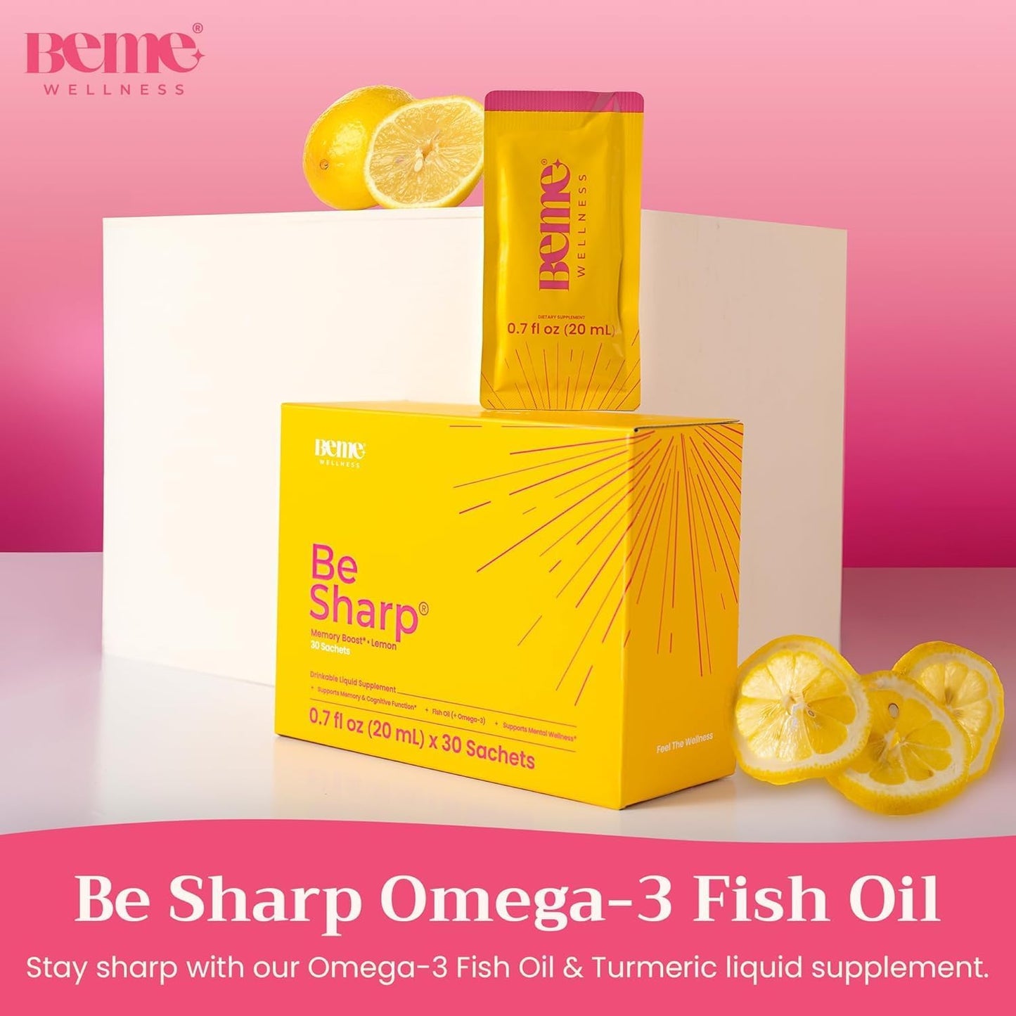 Bundle: BeMe BeRadiant Liquid Collagen & BeSharp Omega-3 Liquid Supplements for Radiant Skin and Sharp Mind