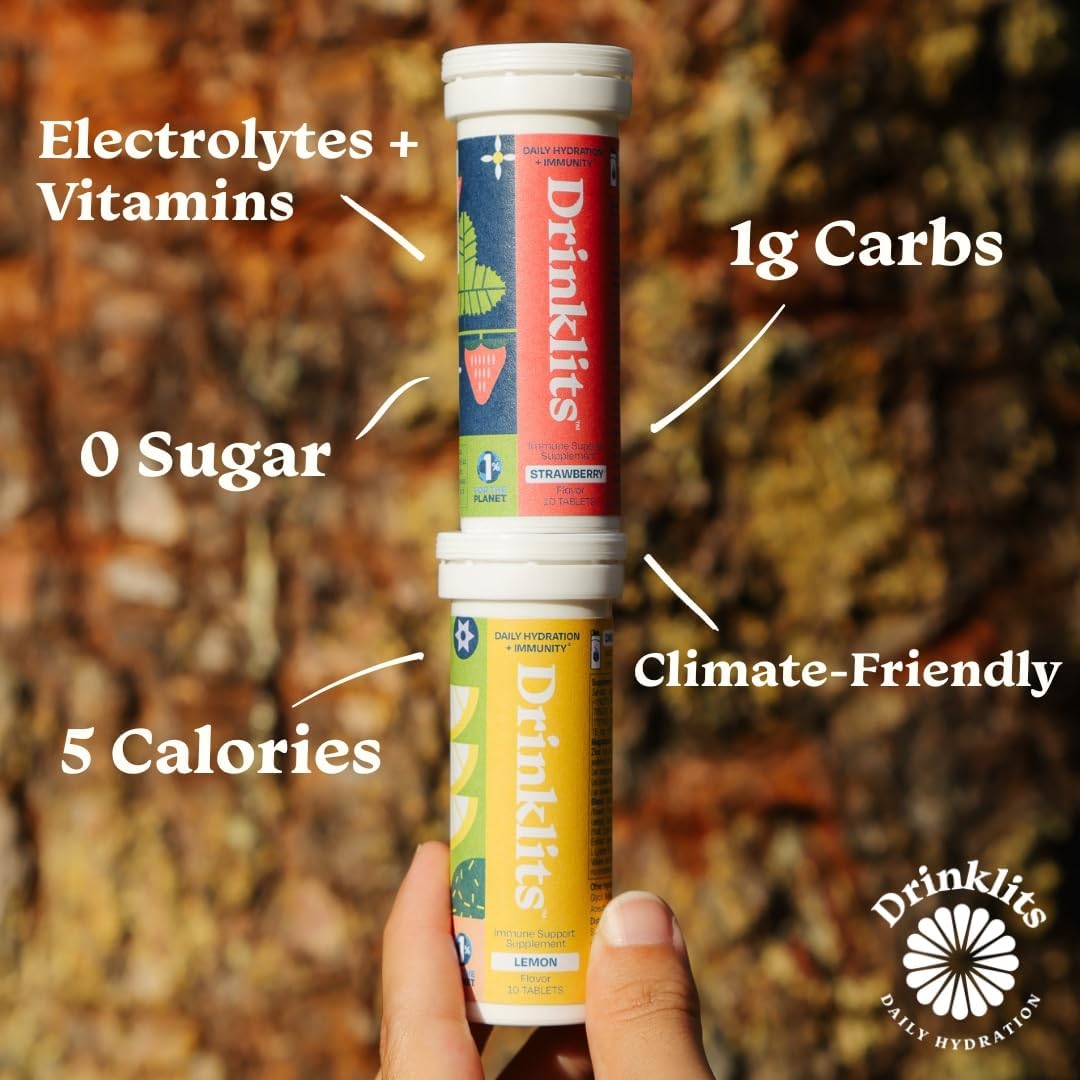 Bundle Deal: Drinklits Lemon Immune Support Tablets - 2 Tubes | Daily Immunity Boost with Vitamins, Electrolytes, and Herbal Blend | 20 Servings
