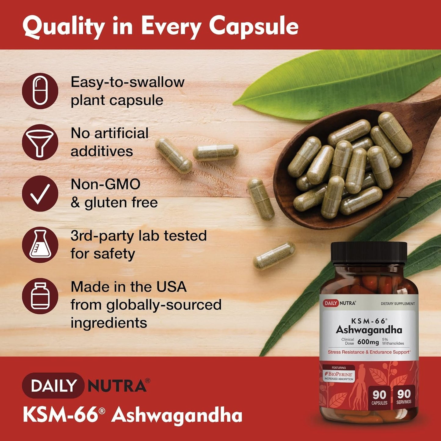 Bundle for Vitality & Energy: DailyNutra KSM 66 Ashwagandha, Bull Blend Complex, and Herbal T Formula (90 Capsules each)