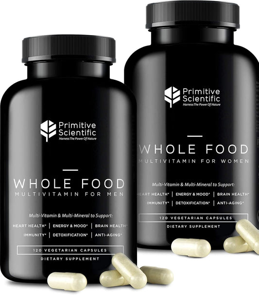 Bundle: Full-Spectrum Men & Women’s Multivitamins for Holistic Health - 100% Natural & Non-GMO - 120 Capsules each