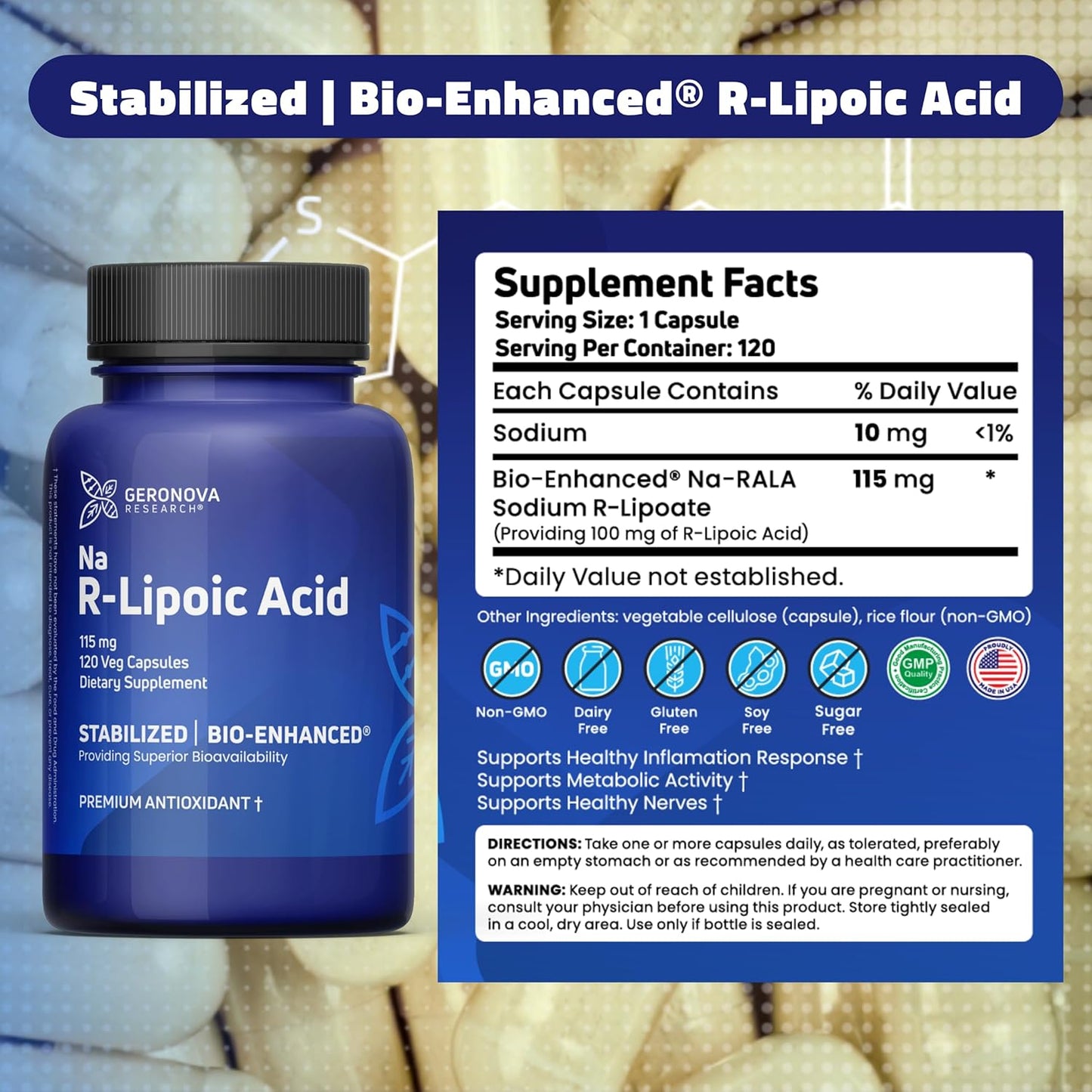 Bundle: Geronova R-Lipoic Acid Capsules and Bio-Enhanced Powder