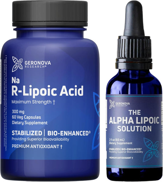 Bundle: Geronova Research R-Lipoic Acid 300mg Capsules + The Alpha Lipoic Solution