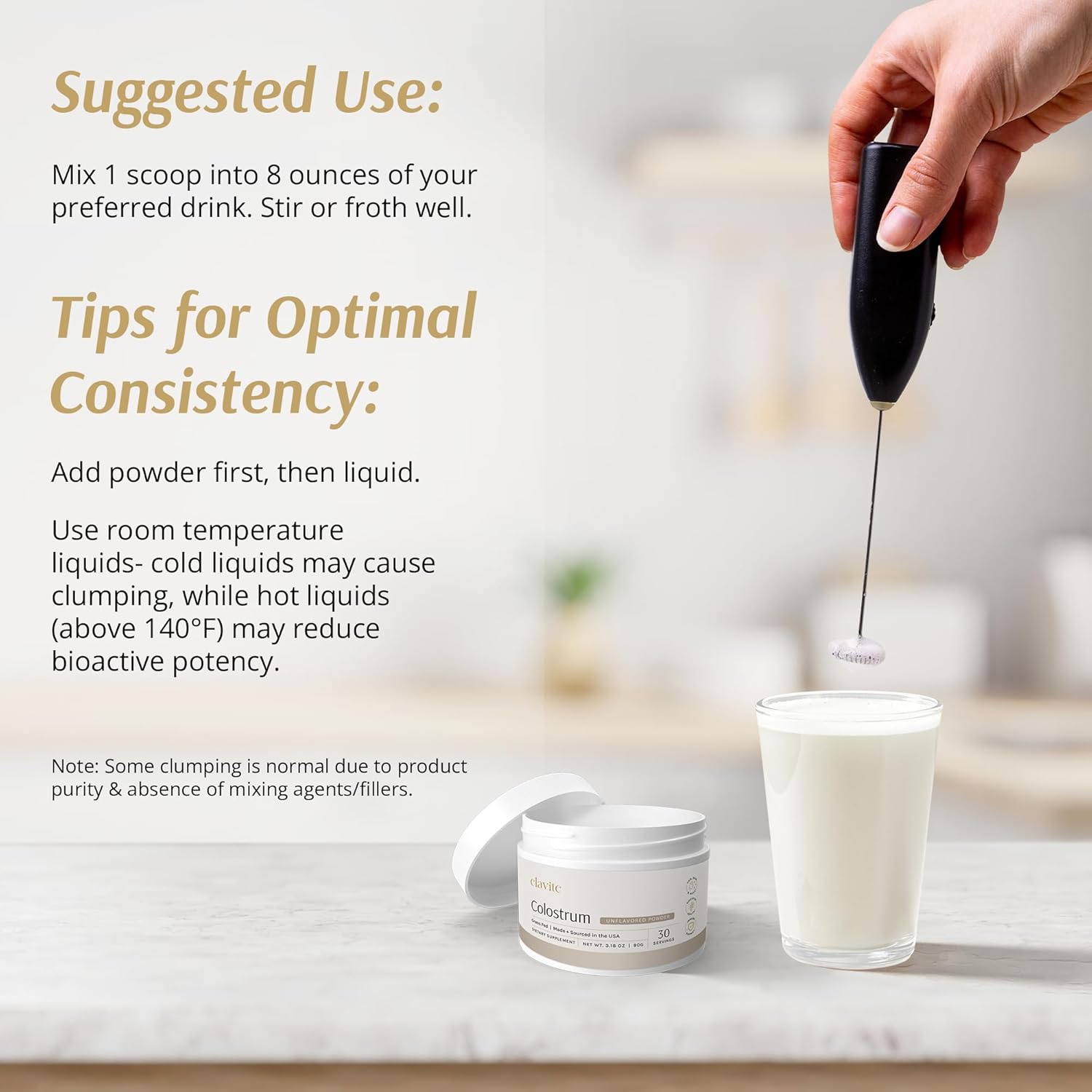 Bundle: Grass Fed Bovine Colostrum Powder for Healthy Hair, Skin & Nails (30 Servings) - Chocolate & Unflavored - Made in USA