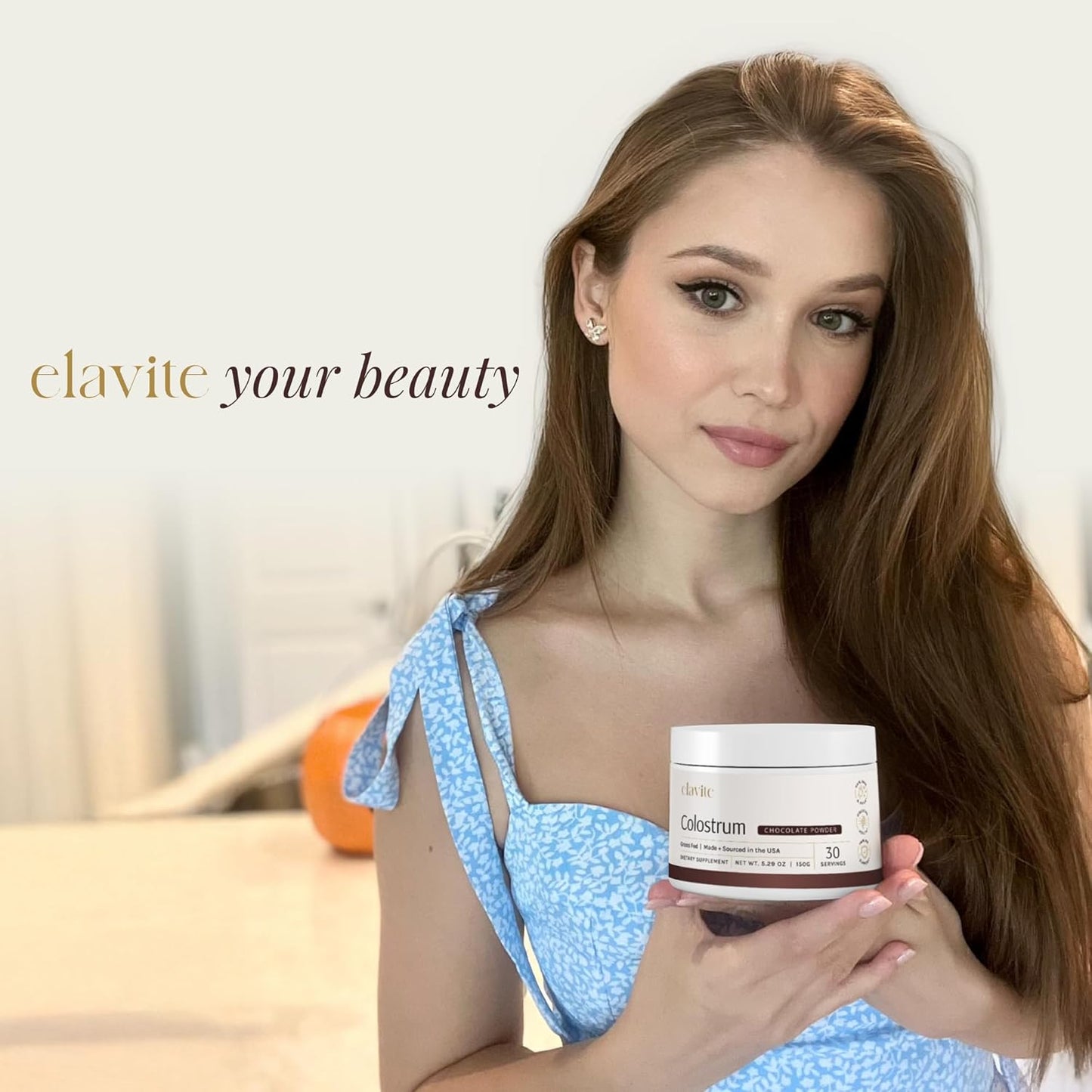 Bundle: Grass Fed Bovine Colostrum Powder for Healthy Hair, Skin & Nails (30 Servings) - Chocolate & Unflavored - Made in USA