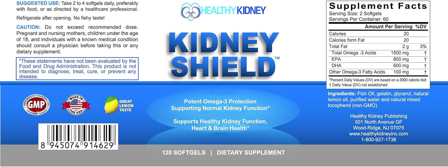 Bundle: Kidney Restore Renal Supplement, Kidney Shield Fish Oil & PhosFix Phosphorus Blocker - Natural Kidney Support