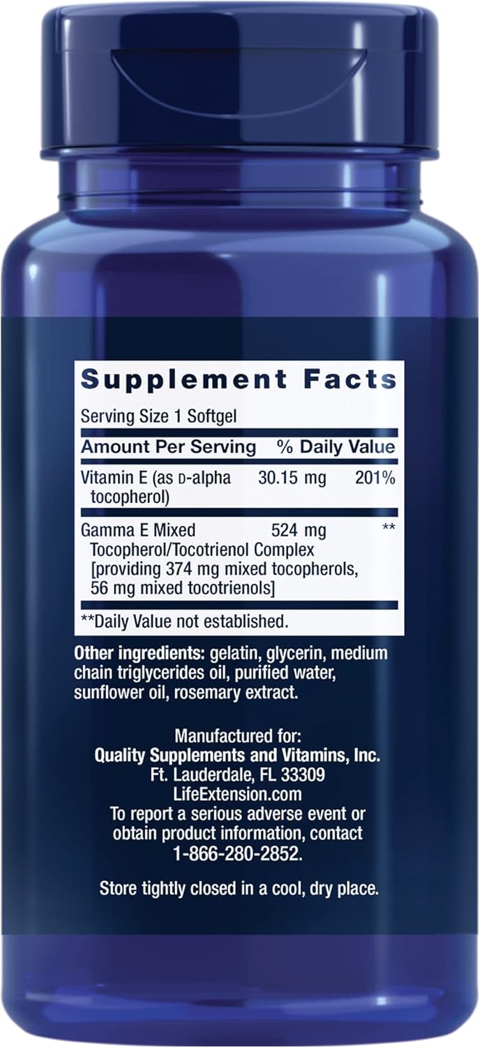Bundle: Life Extension Gamma E Mixed Tocopherols & Tocotrienols + Neuro-mag Magnesium L-threonate - 60 Softgels & 90 Capsules